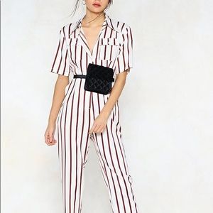 Striped Utility Cargo Jumpsuit